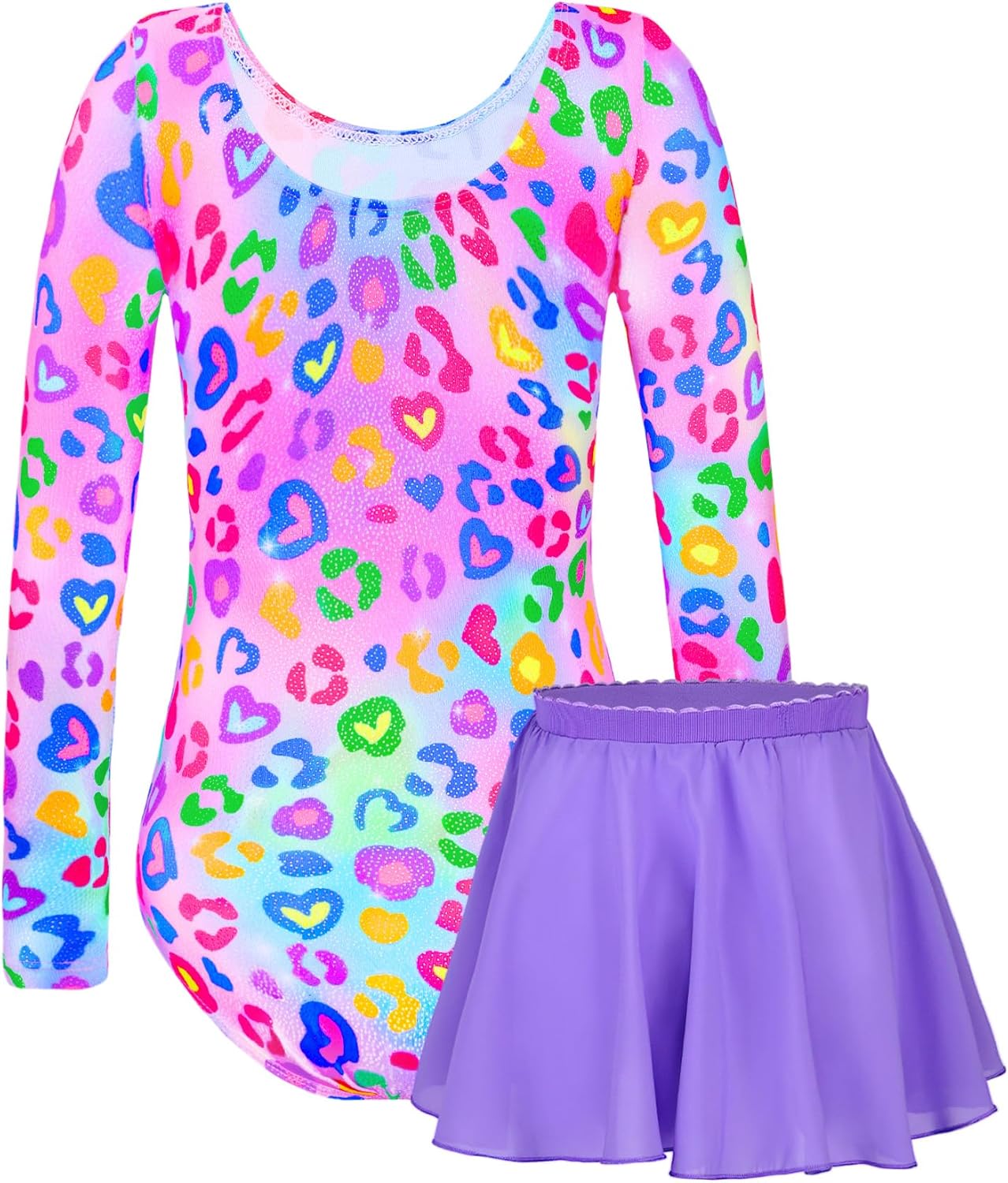 Gymnastics Leotards for Girls Long Sleeve Toddler Leotard Tumbling Outfit with Removable Skirt 2-12 Years Old - Image 2