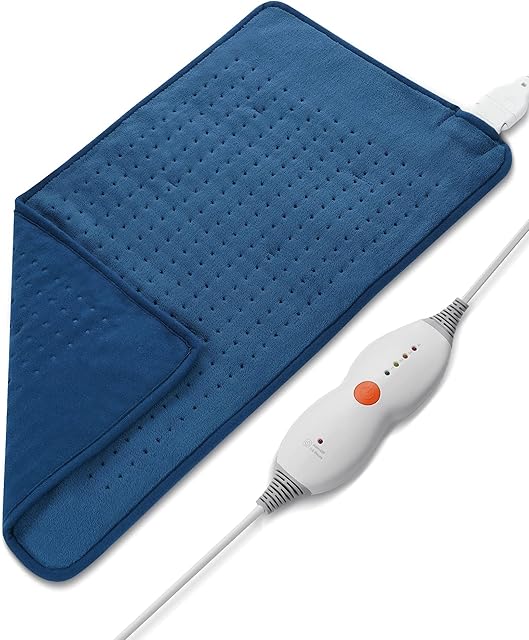 Heating Pad with Auto Shut Off, Fast Heating Technology, Machine Washable, Soft Flannel, Portable Heat Pad for Back, Cramps, Neck, Shoulder Use (30 x 60 cm) - Blue