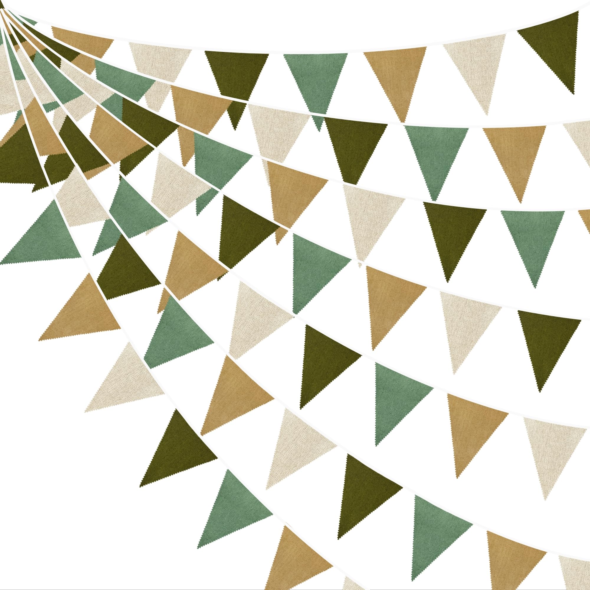 46Ft Sage Green Brown Burlap Banner Triangle Flag Party Decorations Olive Green Khaki Linen Fabric Pennant Bunting Streamer for Jungle Safari Camping Woodland Birthday Wedding Baby Shower Summer Party — image 1