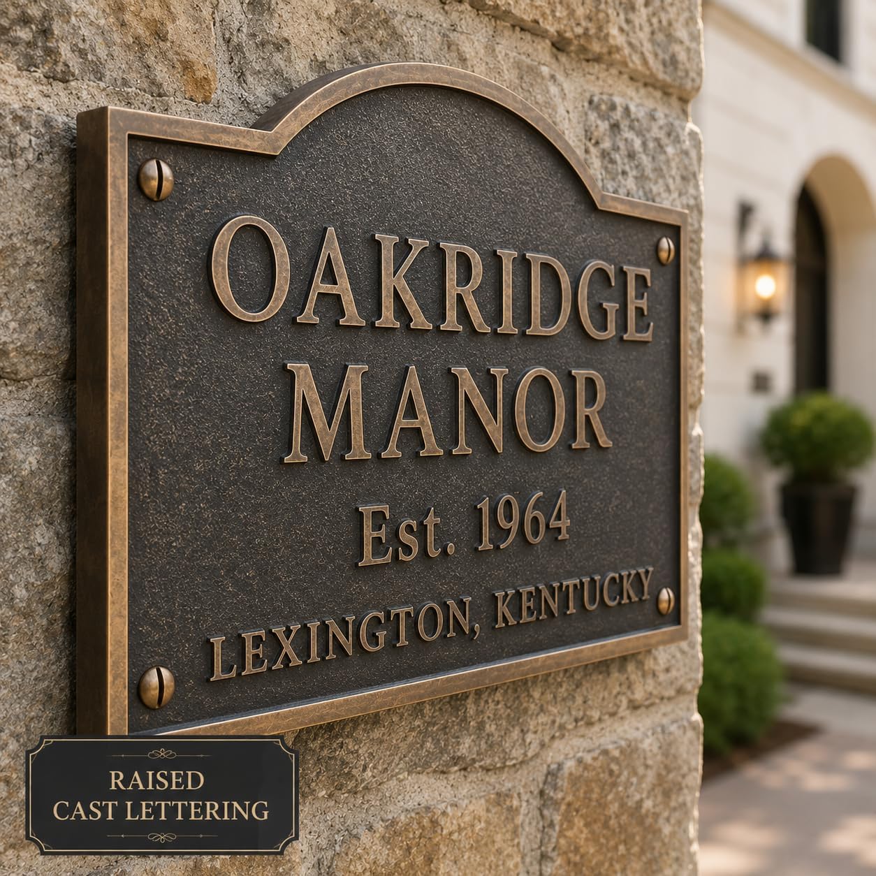 Custom Cast Metal Name Plaque, Personalized Antique Brass & Black Wall Sign, Raised Letter Address Sign, Custom Family Estate Office Business Memorial Dedication Nameplate, Indoor Outdoor Signage image 5