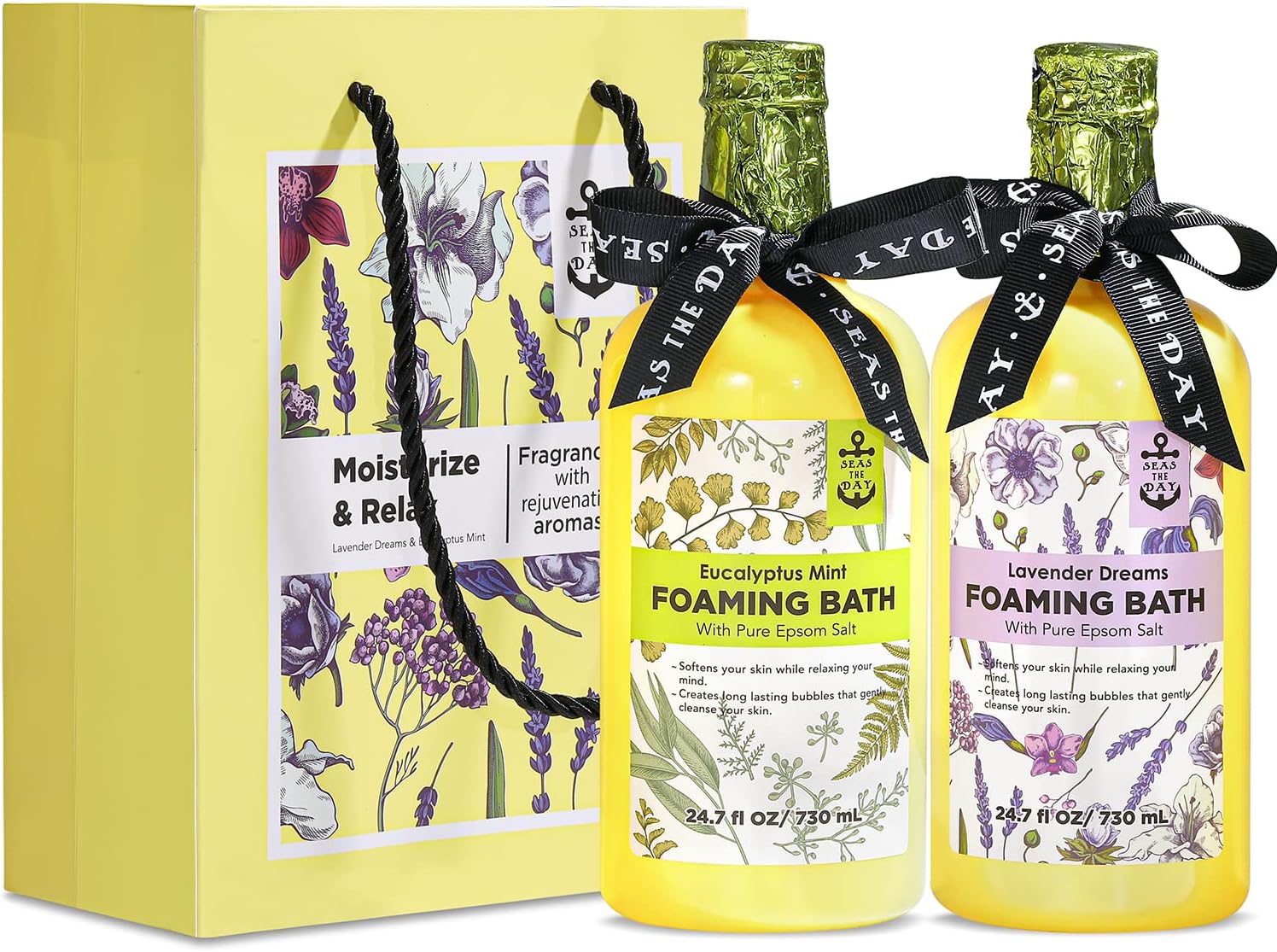 Bubble Bath for Women, 49.4 fl oz Foaming Bath with Pure Epsom Salt, Lavender and Eucalyplus Mint Scent, Spa Gifts Bath Set Relaxing for Women, Bath Sets for Women and Men Gift 2 Pack 24.7 fl oz : Beauty & Personal Care