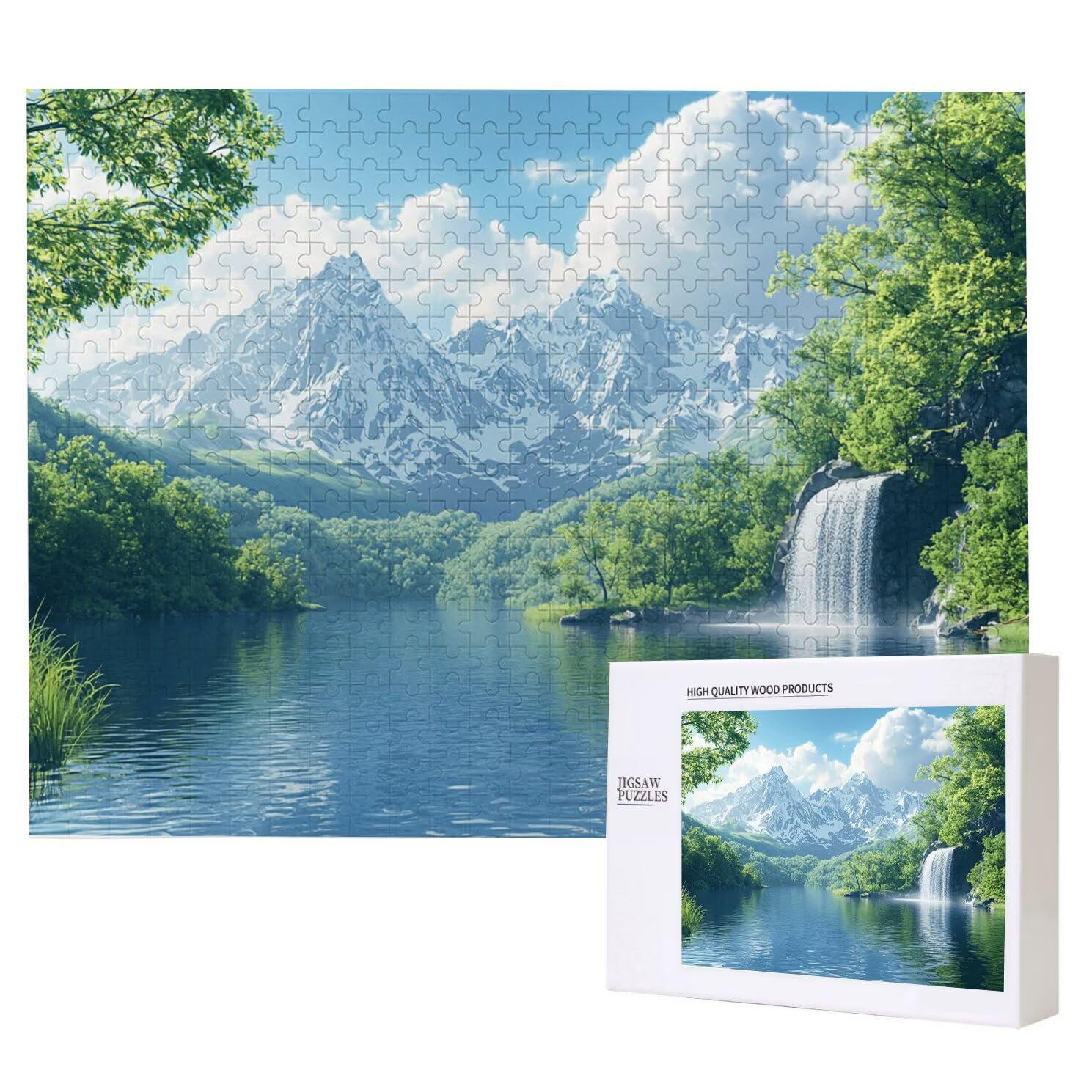 Puzzle dla dorosłych, 6000 sztuk, trudne drewniane puzzle, gra, gra logiczna, gra ręczna, dekoracja rodzinna, kreatywna rozrywka, prezent 105 x 179 cm las jezioro K0F-835