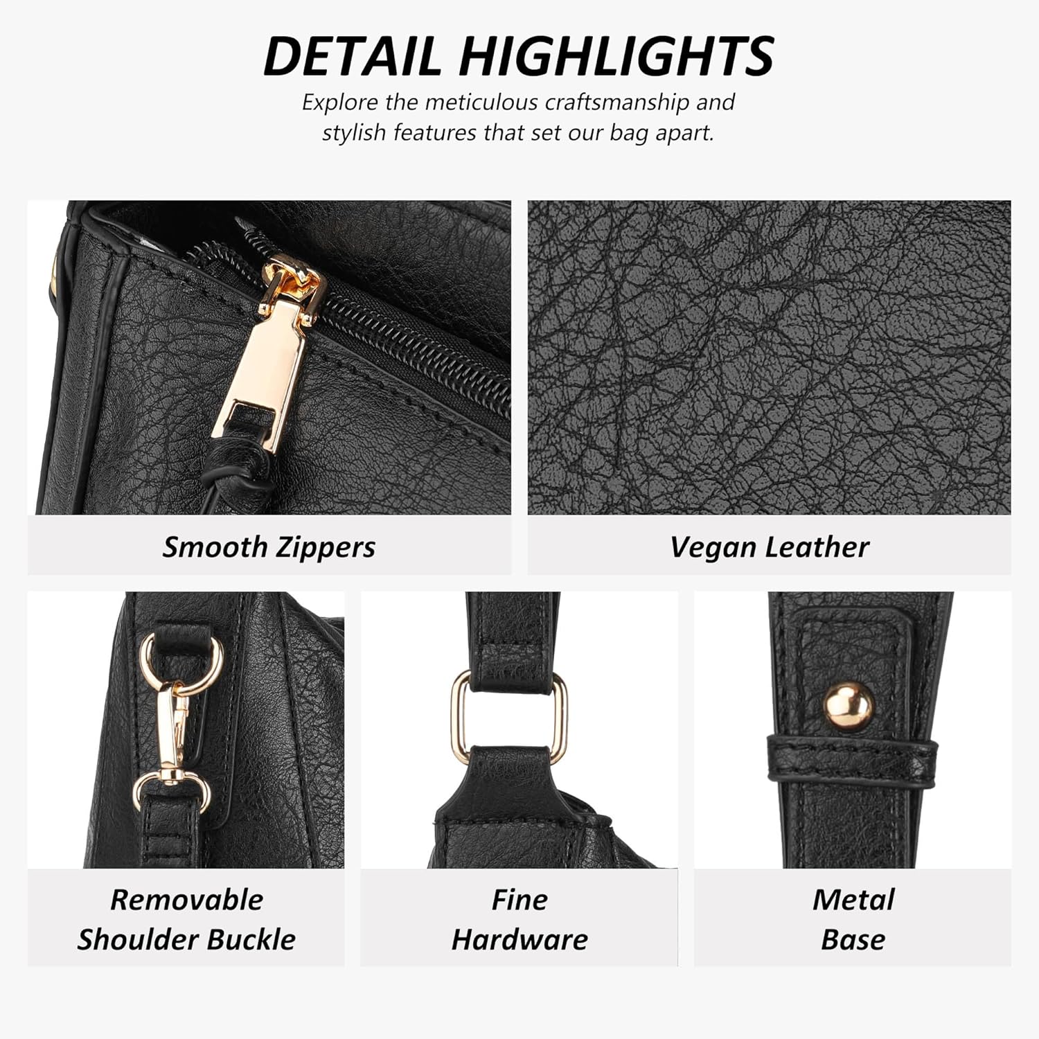 TANTOMI Purses for Women 3PCS, PU Leather Crossbody Bags Set Shoulder Handbags Purse with Wallet for Tote Hobo Bag - Image 4