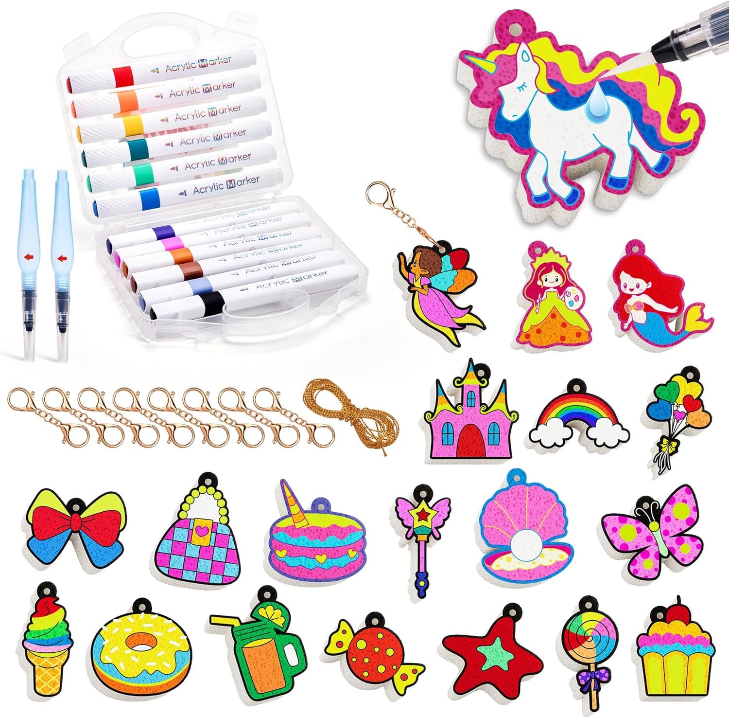 JoyCat Art Kit- 3D DIY Foam Texture Painting Kit, Unicorn & Princess Magic Puffy Paint Kit, Easter Basket Stuffers, Craft Kits for Kids, Creative Gift for Girls & Boys Ages 4, 5, 6, 7, 8, 9, 10