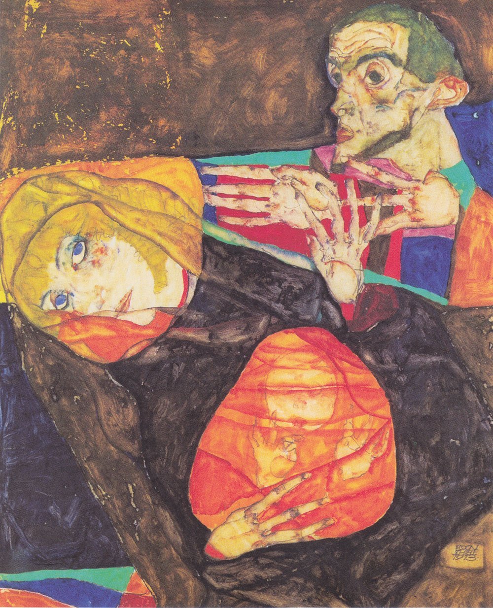 Reproducción artística Egon Schiele Heilige Familie póster mediano con acabado mate