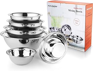 AVADOR Set of 6 Premium Stainless Steel Mixing Bowls Set, Easy To Clean,...