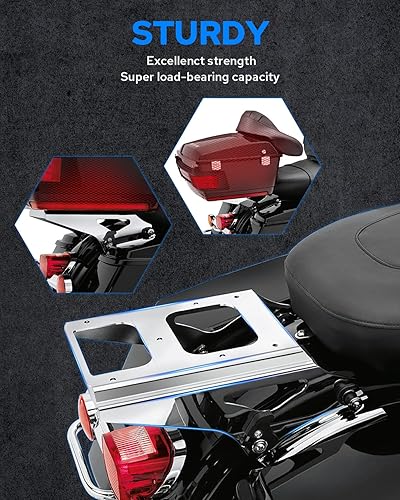 Miniatura 4 de Benlari Soporte de maletero desmontable cromado, 2 unidades, compatible con Harley Davidson Touring Street Glide Road King Road Glide Electra Glide