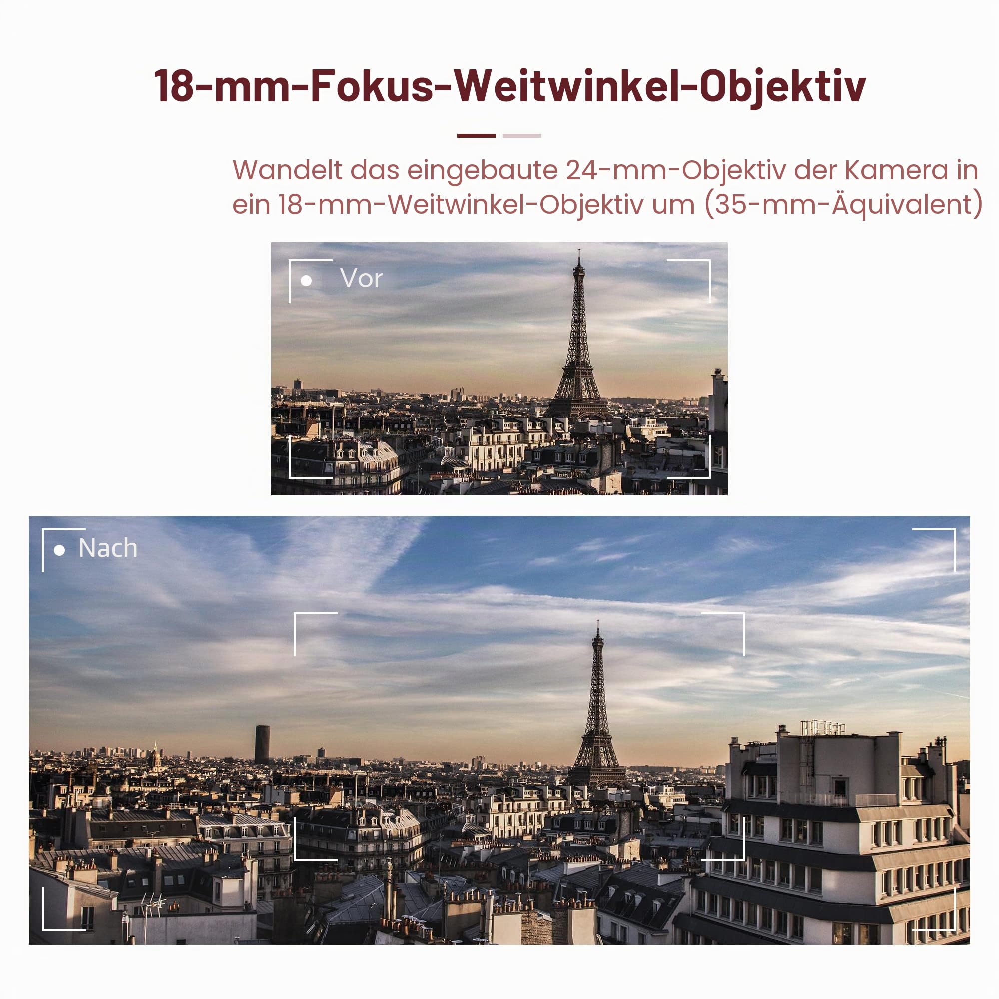PROfezzion Weitwinkelobjektiv Weitwinkel Objektiv für Sony ZV-1F ZV-1 ZVE10 | für Sony ZV1 ZV1F RX100 VII VI V ZV-E10 ZVE10 A6400 A6300 A6100 A6000 & Canon Powershot G7X Mark III, Mark II Kamera
