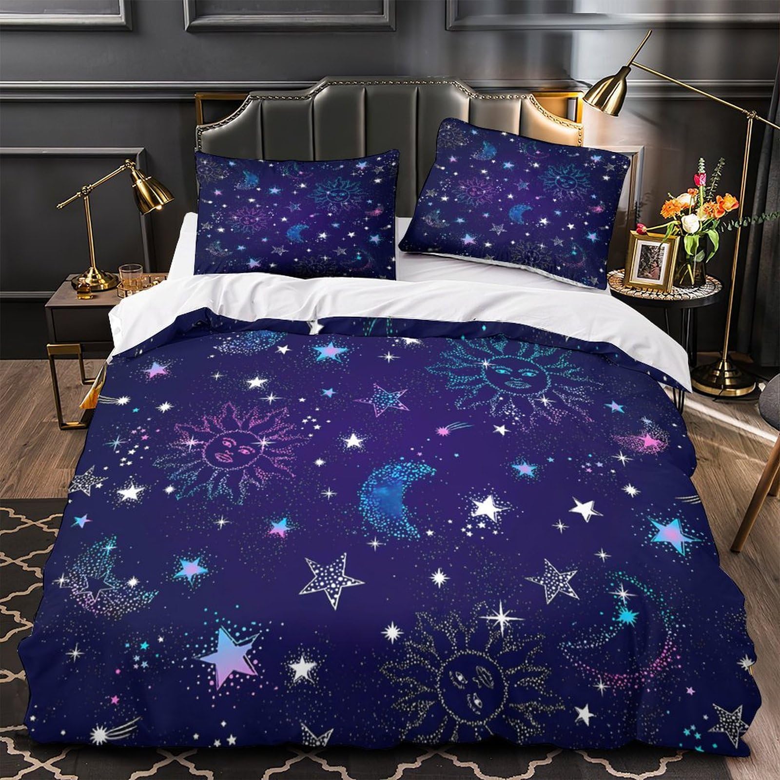 Housse de couette cascade microfibre saine et respirante pour grand lit