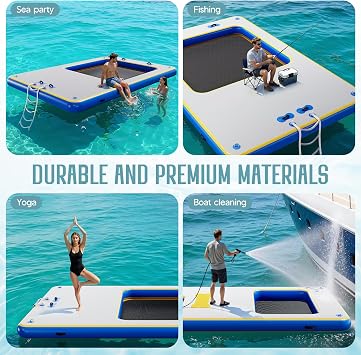 SPECRAFT 6/7/8/10/12 FT Inflatable Floating Dock, Non-Slip | Air Dock Platform loating Island Raft with D-ring for Pool, Lake, Beach, Ocean