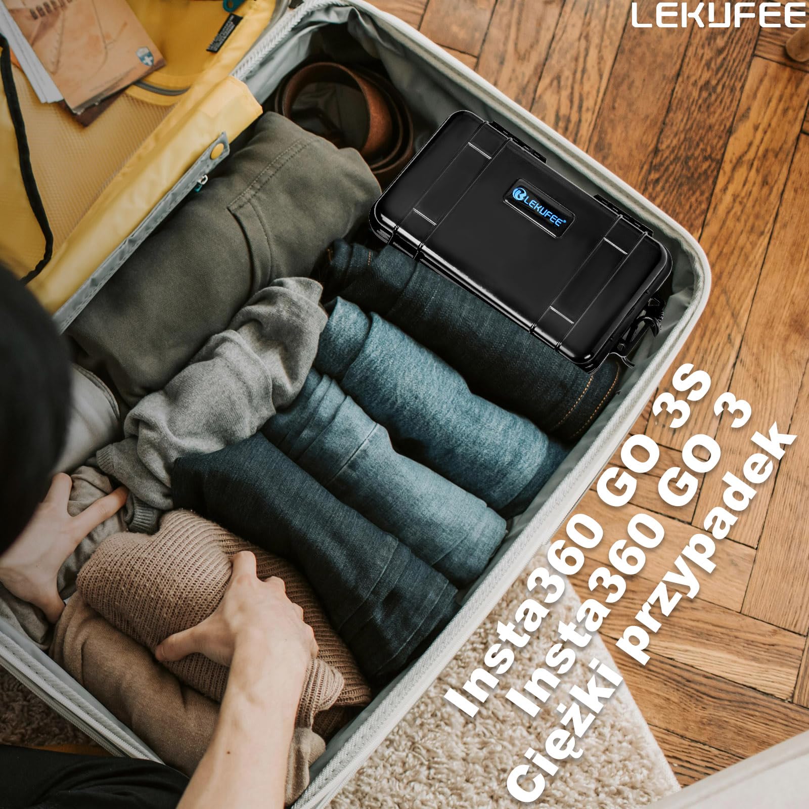 Lekufee podróżna wodoodporna obudowa na kamerę akcji/vlogową Insta360 GO 3S/GO 3 i akcesoria (tylko etui)