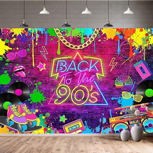 Miniatura 2 de Fondo de fotografía de graffiti de 10 x 8 pies para temática de los años 90, fiesta de cumpleaños, fiestas de baile, hip hop, decoración retro,