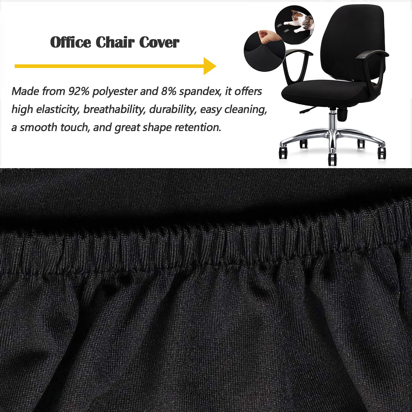 FYTXSZ Chair Covers Spandex Office Computer Chair Cover Stretch Removable Washable Rotate Swivel Chair Protective Covers (Chair Cover & Armrest Set) - Image 2