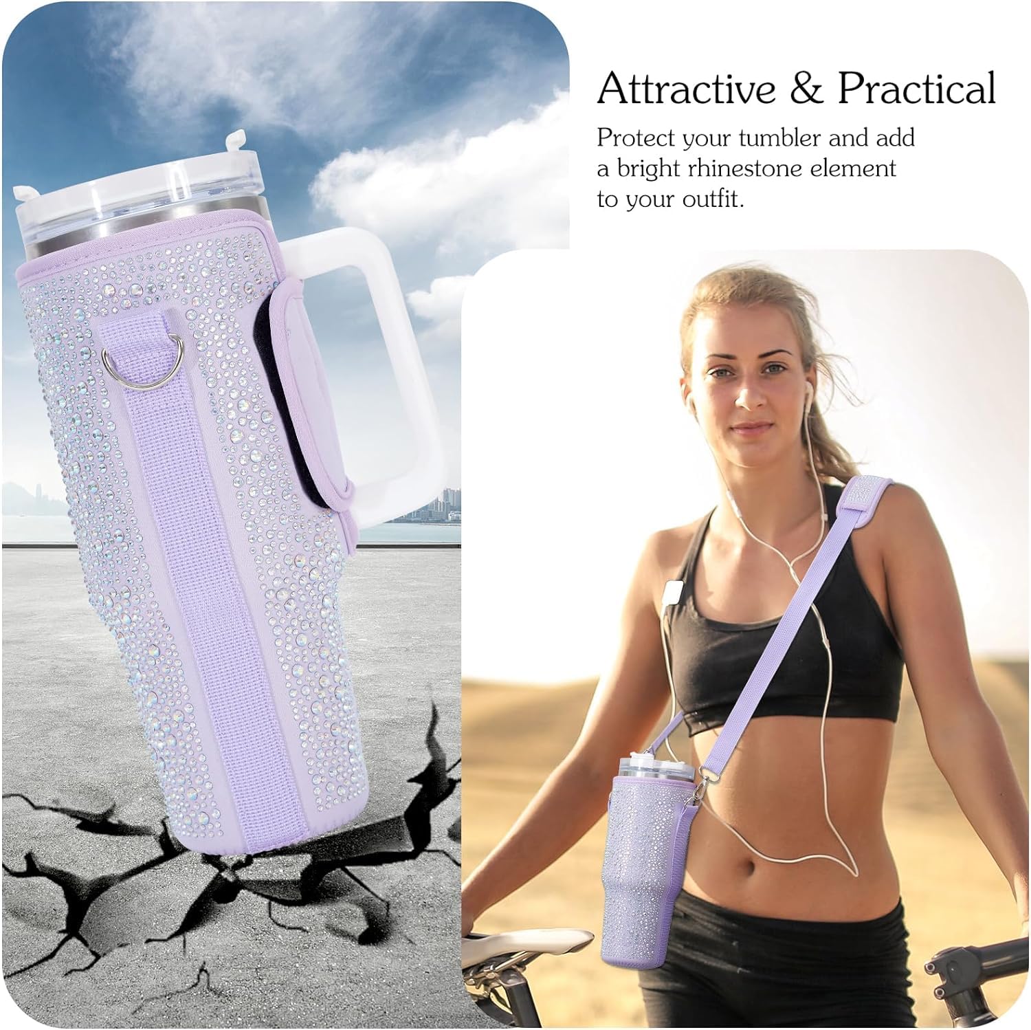 Borsa porta bottiglia d'acqua con tasca per telefono per Stanley 40/30 once Tumbler neoprene bottiglia d'acqua sacchetto con cinghia regolabile Bollus