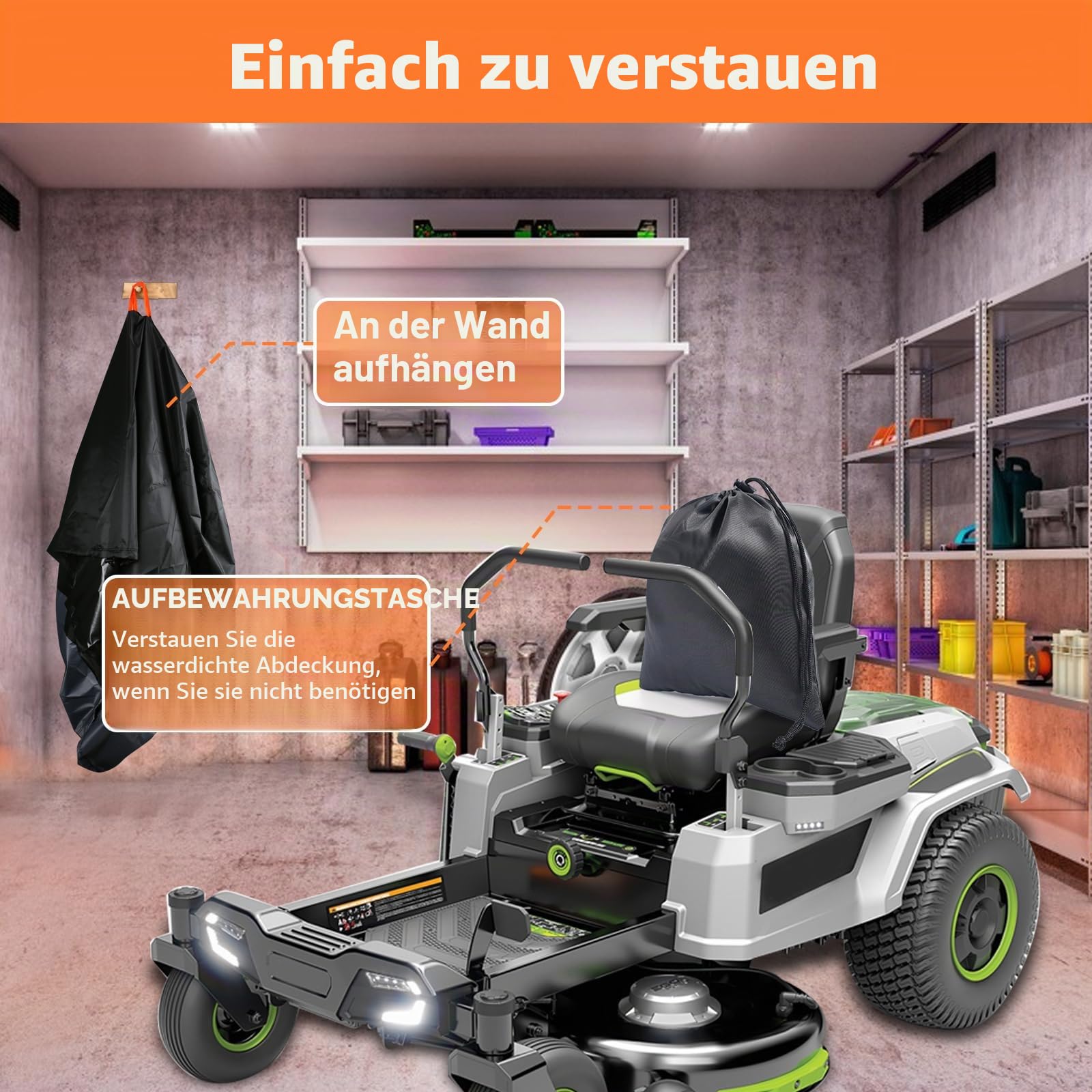 600D Rasentraktor Abdeckung wasserdicht staubdicht UV-beständig L201 x B140 x H117cm