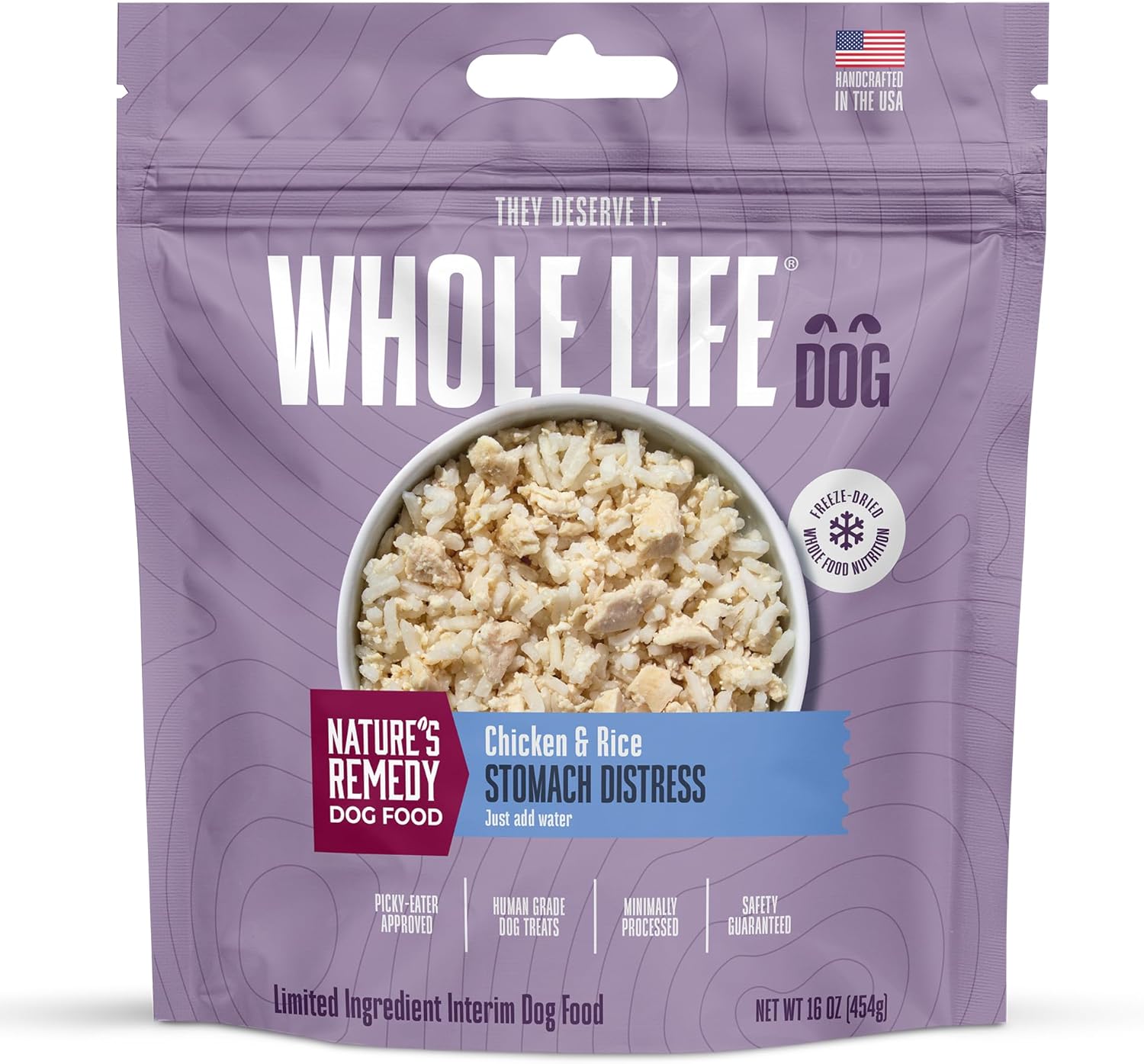 Whole Life Dog Bland Diet for Dogs – Sensitive Stomach Food for Digestive Support, Constipation, Anti Diarrhea & Vomit Relief – Human Grade, Quick & Easy Chicken and Rice, Ready in Minutes