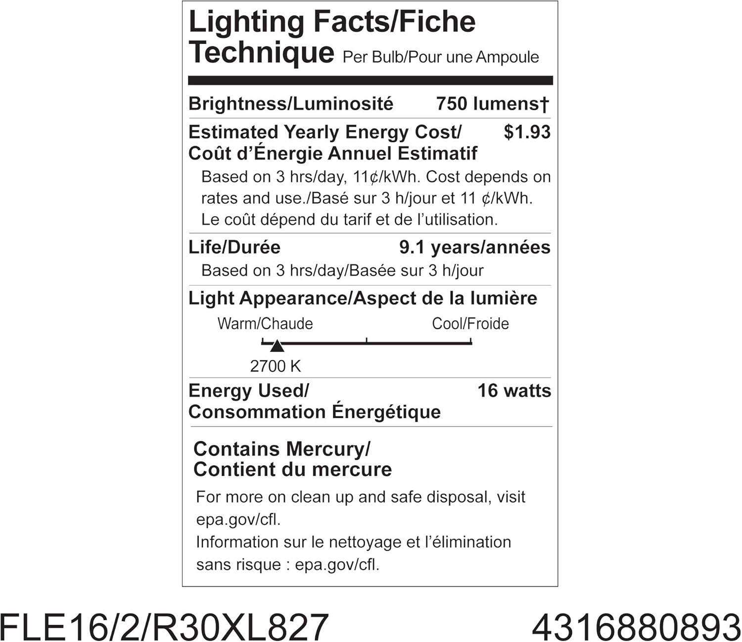 GE Lighting 80893 Energy Smart CFL 15-Watt (65-watt replacement) 750-Lumen R30 Floodlight Bulb with Medium Base, 1-Pack