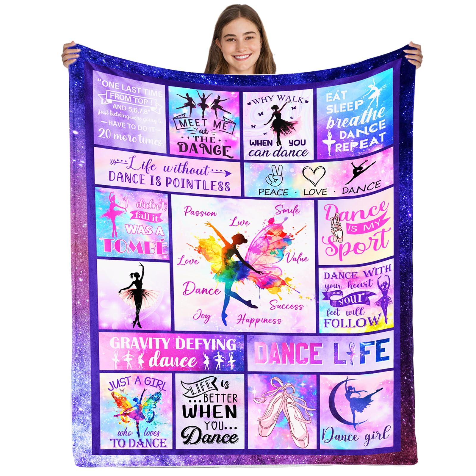 PIUFAM Dance Gifts Blanket for Girls, Dance Recital Gift for Girls, Gift for Dancers, Dancer Present for Girl on Birthday Thanksgivings Gifts for Mothers Day 40x50 in