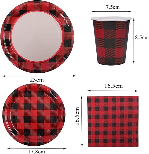 Miniatura 2 de Aneco Juego de 122 piezas de vajilla desechable para fiestas, platos de papel de 7 y 9 pulgadas, platos de papel, tazas, servilletas para 24