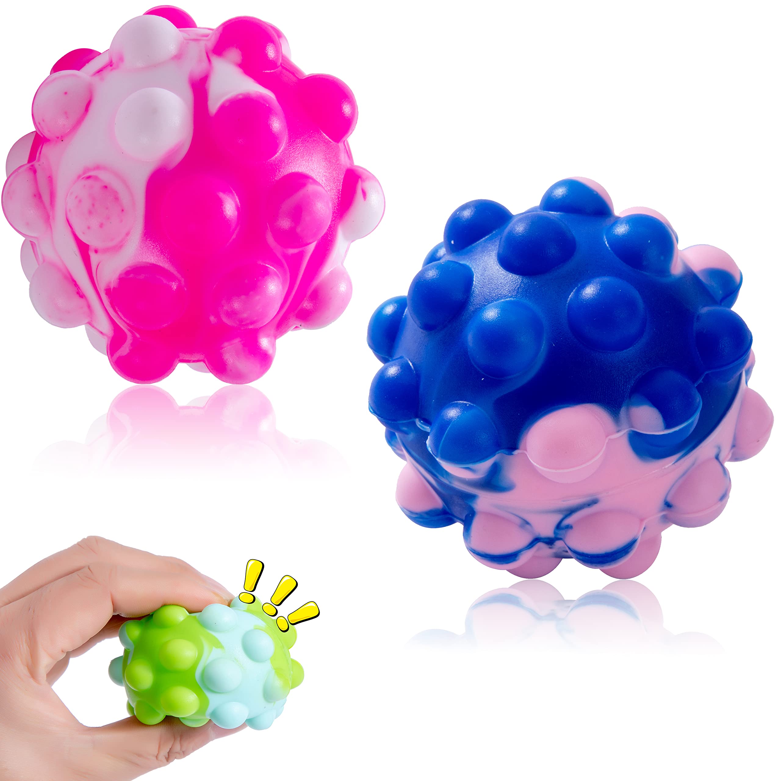 Pop Bubble Sensory Ball Toy, 3D Silicone Pop Balls Portable Anti Stress Sensory Game, Relieve Anxiety Restless Stress(Blue Powder+Red White)