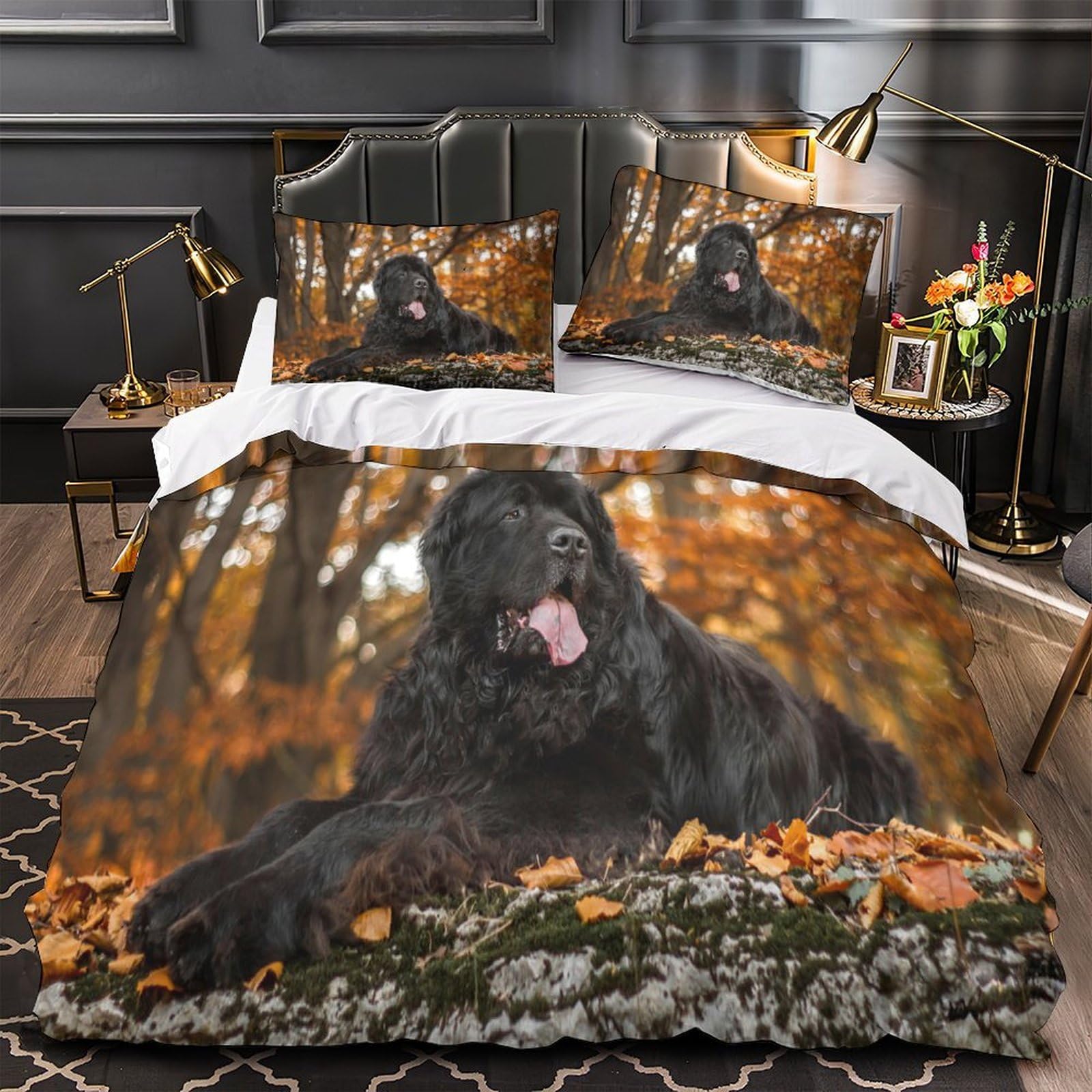 Housse de couette 3D chien noir pour transformer une chambre d'ado