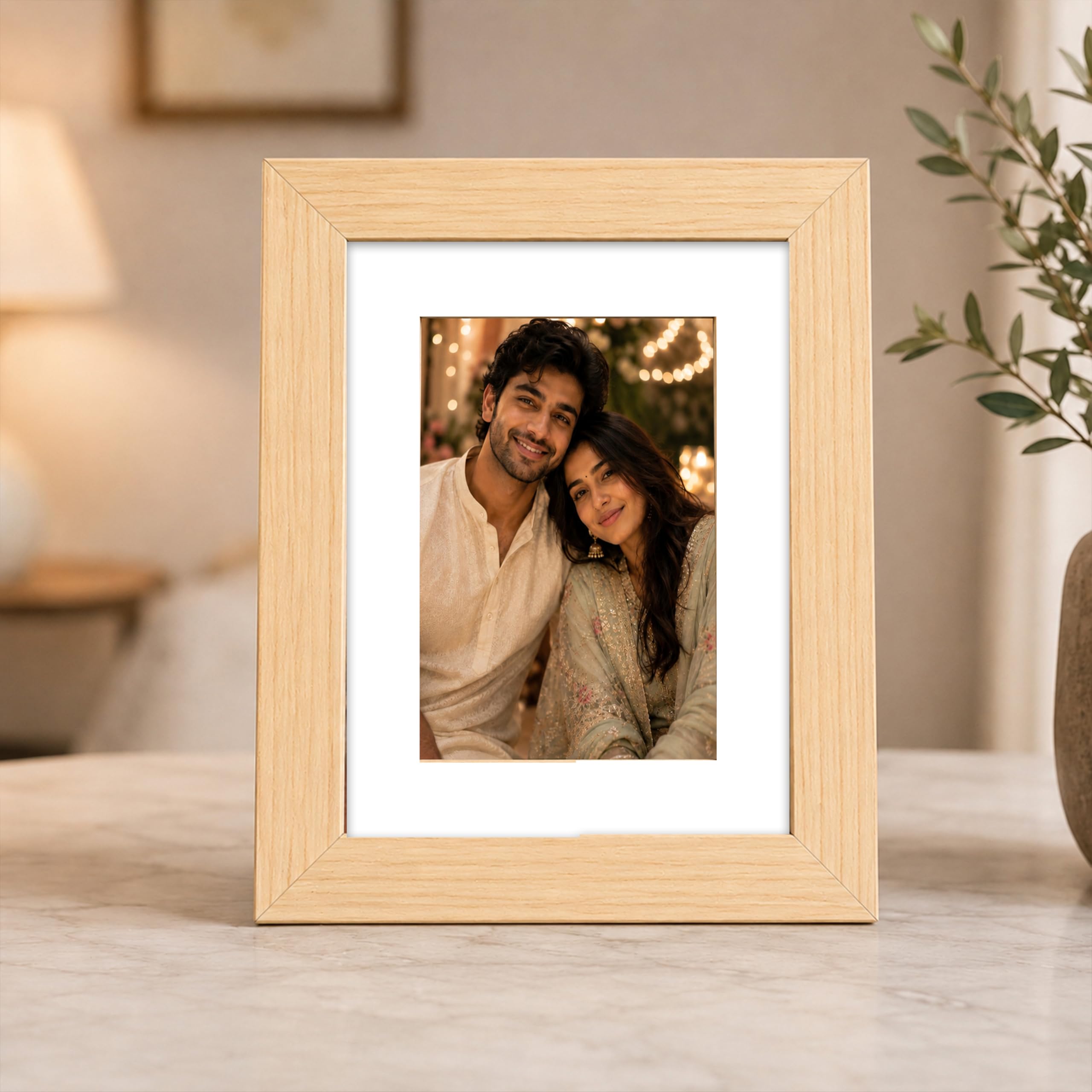 Art Street Table and Wall Photo Frame for Home and Office Wall and Table Decoration (Beige, 6x8 Inch)