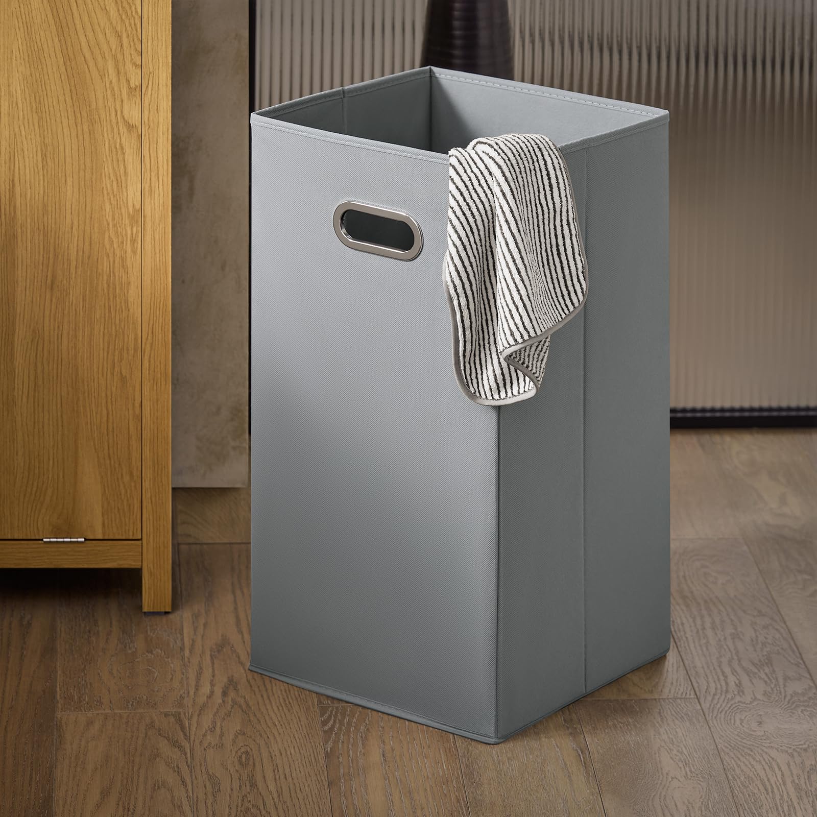 Generisch Wäscheschrank mit Korb in Naturfarbe – Platzsparender Bad-Organizer für kleine Badezimmer, 40 x 35 x 90 cm, modernes Design, ideal für die Haushaltsorganisation