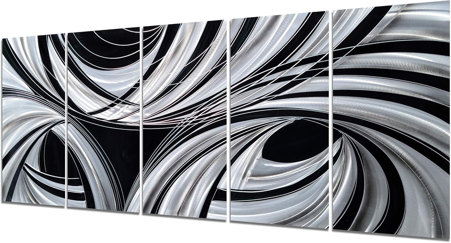 Yihui Arts Abstract Metal Wall Arts Hand Crafted Aluminum Artwork Large Modern Wall Accent for Living Room Bedroom Kitchen Decor