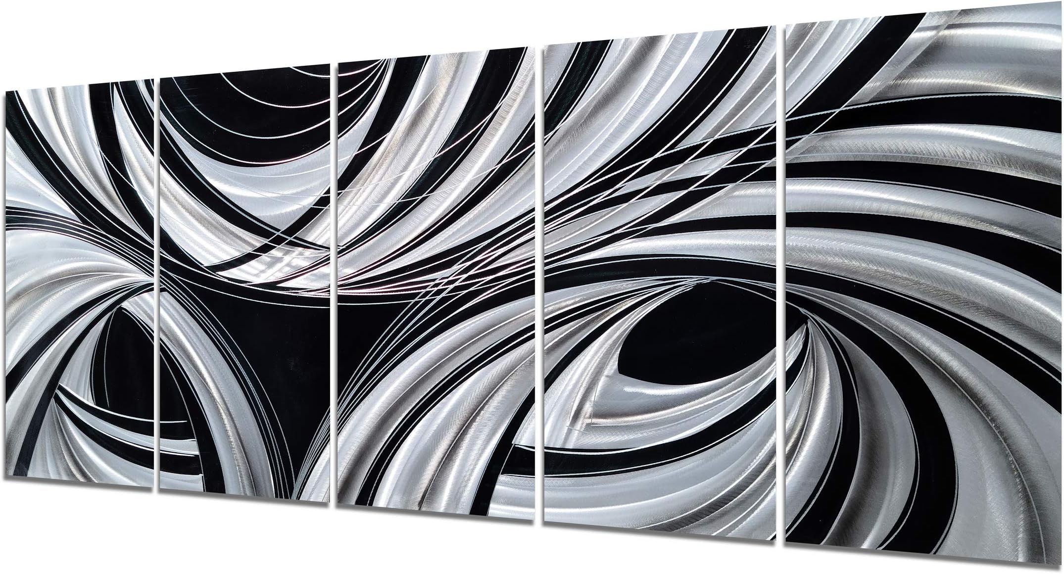 Black and White Metal Art Wall Decor Hand Crafted Abstract Aluminum Artwork Modern Wall Sculpture Home Accent for Living Room Bedroom Dinning Decor