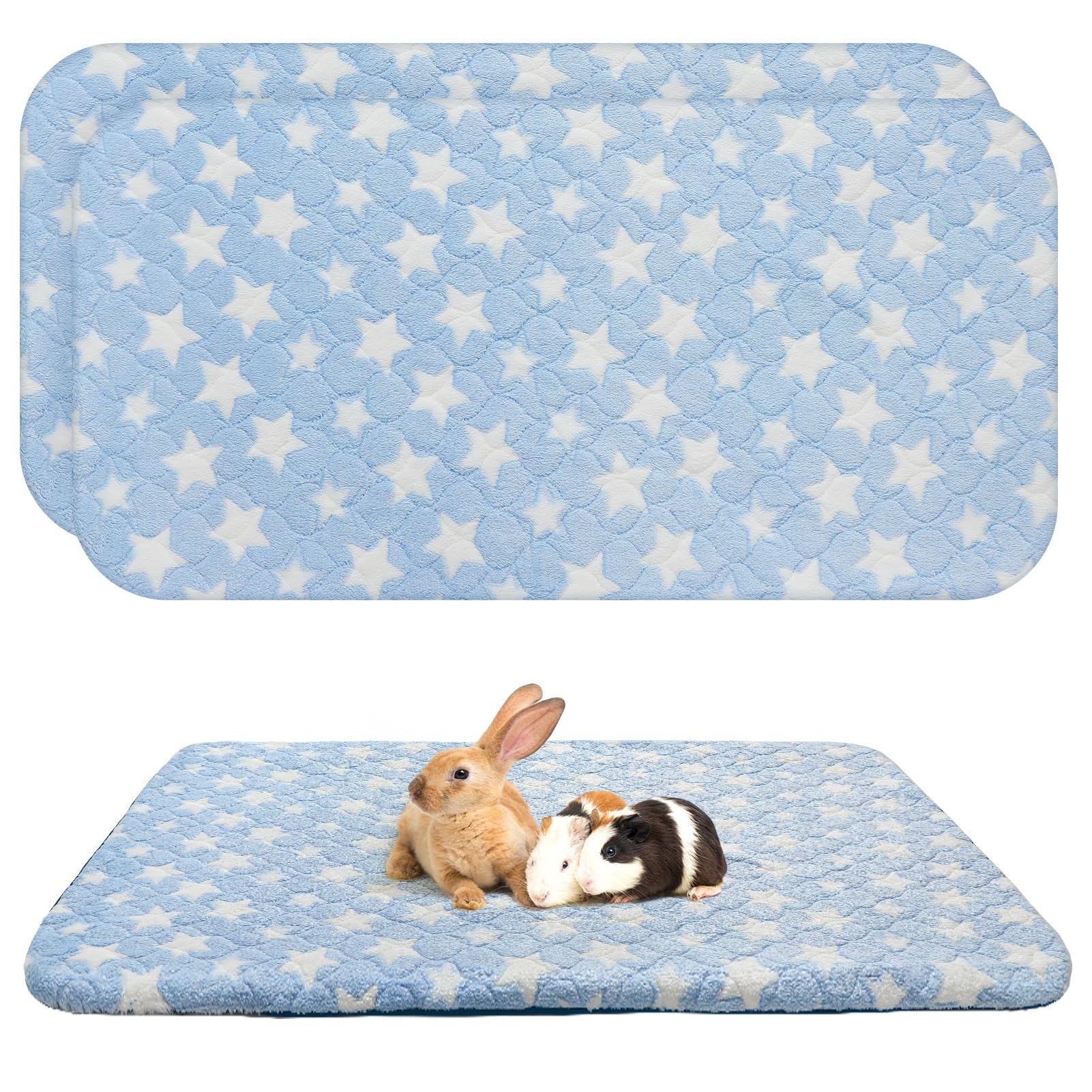Scenereal Kleintier-Bettmatte, Meerschweinchen-Fleece-Käfigeinlagen mit niedlichem Sternmuster, weiche und warme Haustier-Bettwäsche, Schlafunterlage für Kaninchen, Ratten, Igel, Zuckergleiter,