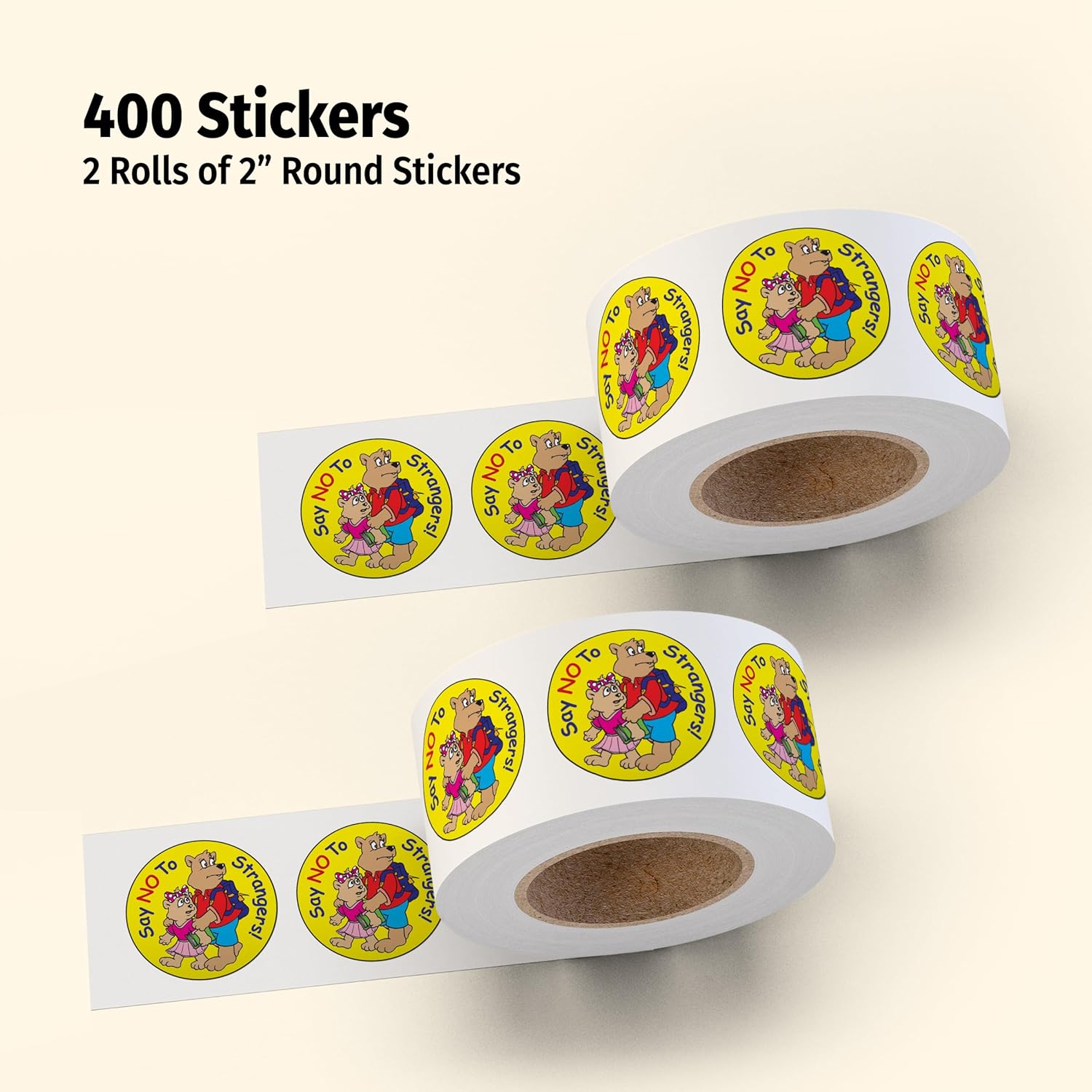ZOCO - Stranger Danger Stickers (400 Count) - Say No to Strangers Sticker - Handouts for Kids - 2" Round