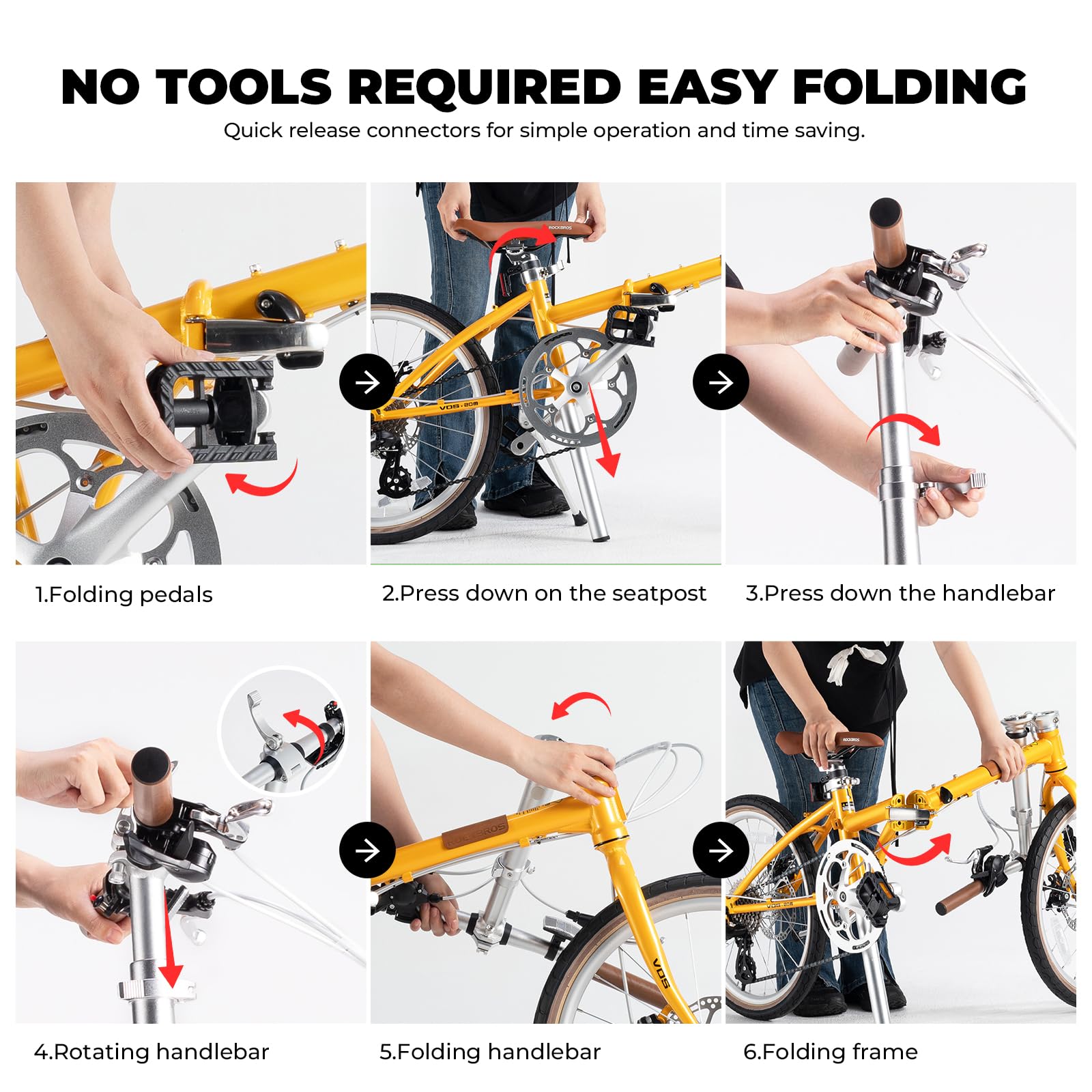 ROCKBROS VDs 20 Zoll Faltrad 8-Gang Altus Schaltung Klapprad, Leichtes Faltfahrrad City Bike Quick Fold für Stadt & Pendeln