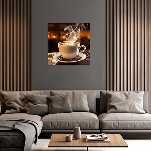 Miniatura 5 de ARTZGX Lienzo de café para pared, diseño de café con diseño de grano de café, pintura de cocina, comedor, decoración, obra de arte enmarcada (12.00
