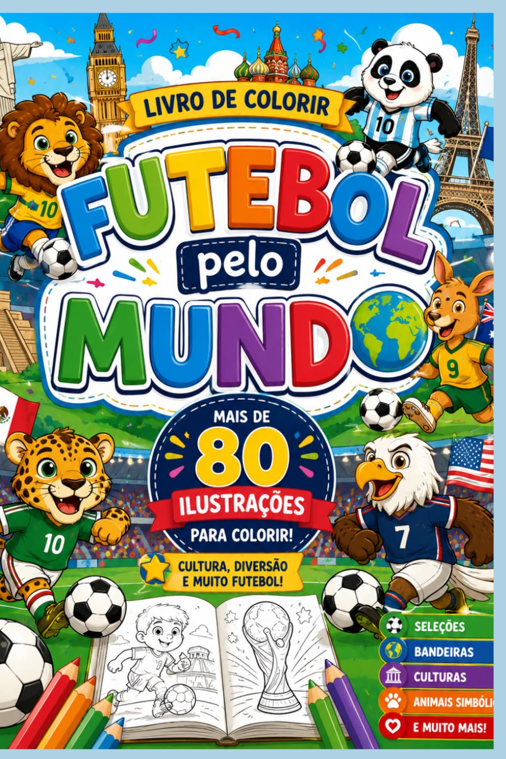 Livro para colorir Futebol pelo mundo