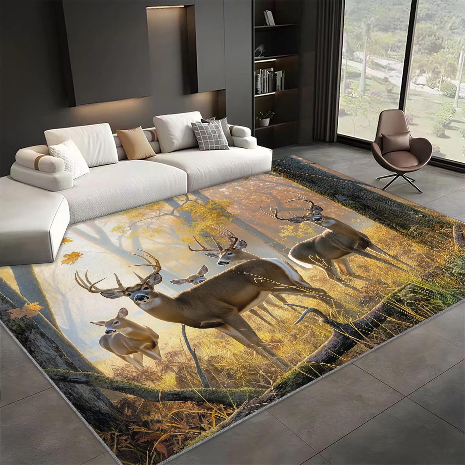 Tapis salon poils courts lavable 120x180cm doux anti-glisse