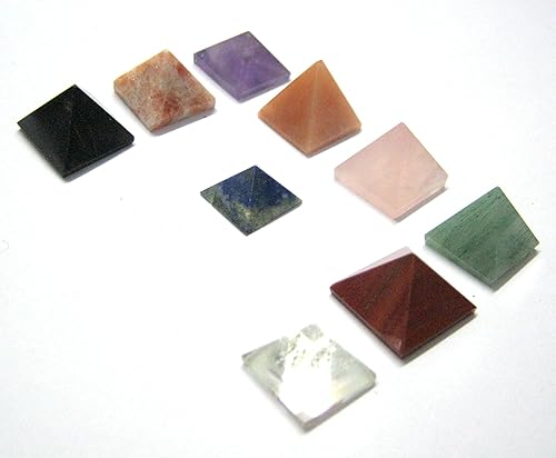 Miniatura 3 de Crystalmiracle Lote de 9 mini pirámide sueltas de cristales de cristal Bagua Vaastu para curación de bienestar energía psíquica Feng Shui Reiki