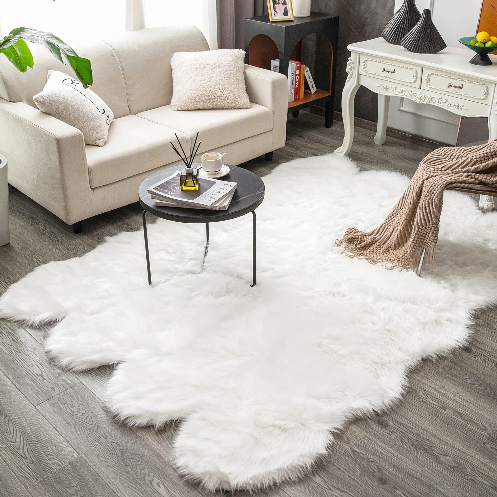 Amazon.com: ORINOVA 5x7 Area Rug Light Brown Beige Plush Shaggy Rugs ...