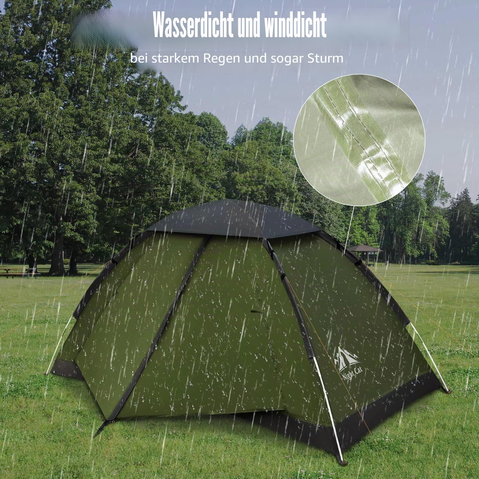 Night Cat 1 Person Camping Zelt: Wasserdicht Rucksackzelte für 1 Mann Leichtgewichtig Einfache Einrichtung Wanderungen im Hinterhof