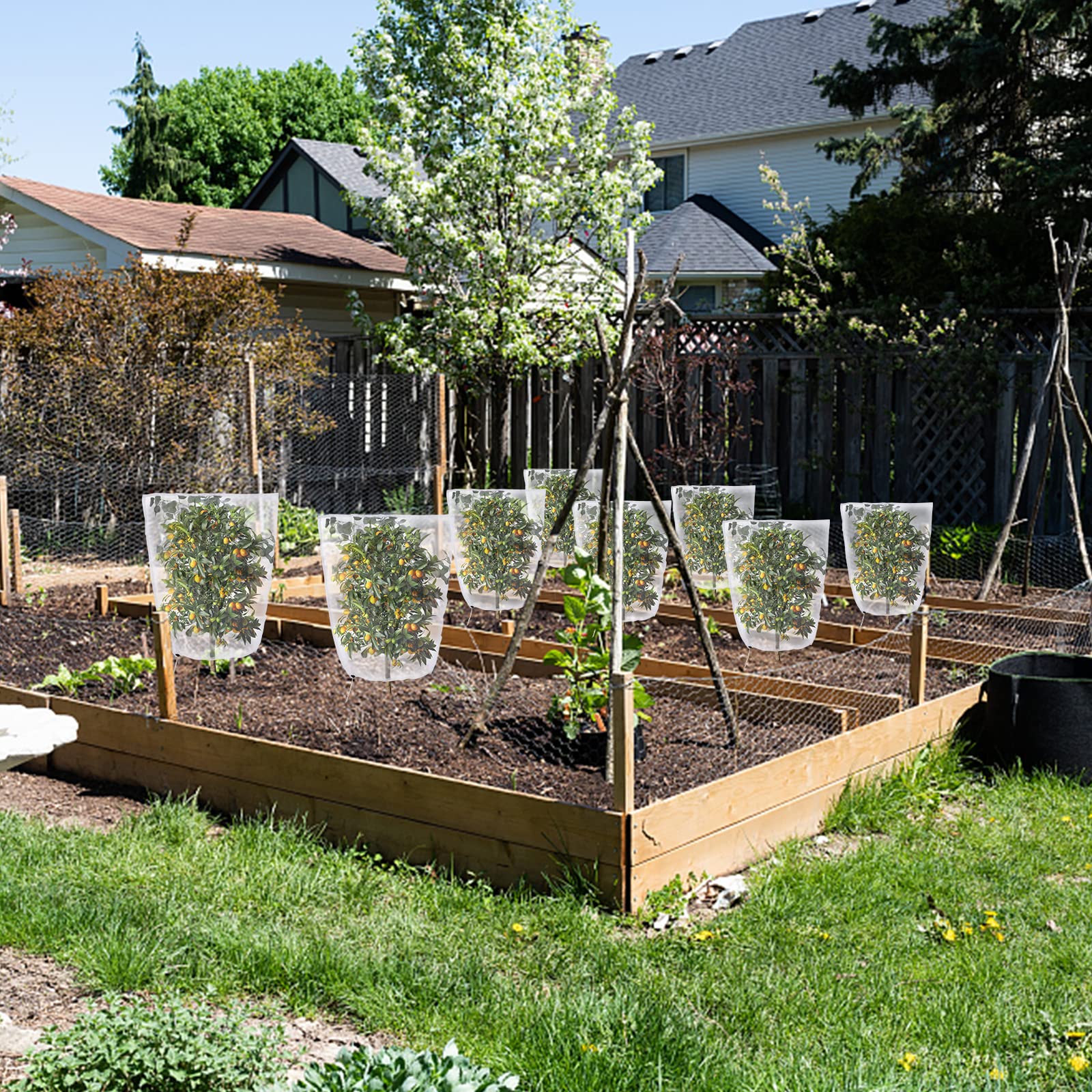 Insektenschutznetz Mit Kordelzug – 100 X 70 Cm Pflanzenschutz Für Tomaten, Obst & Gemüse (4 Stück)