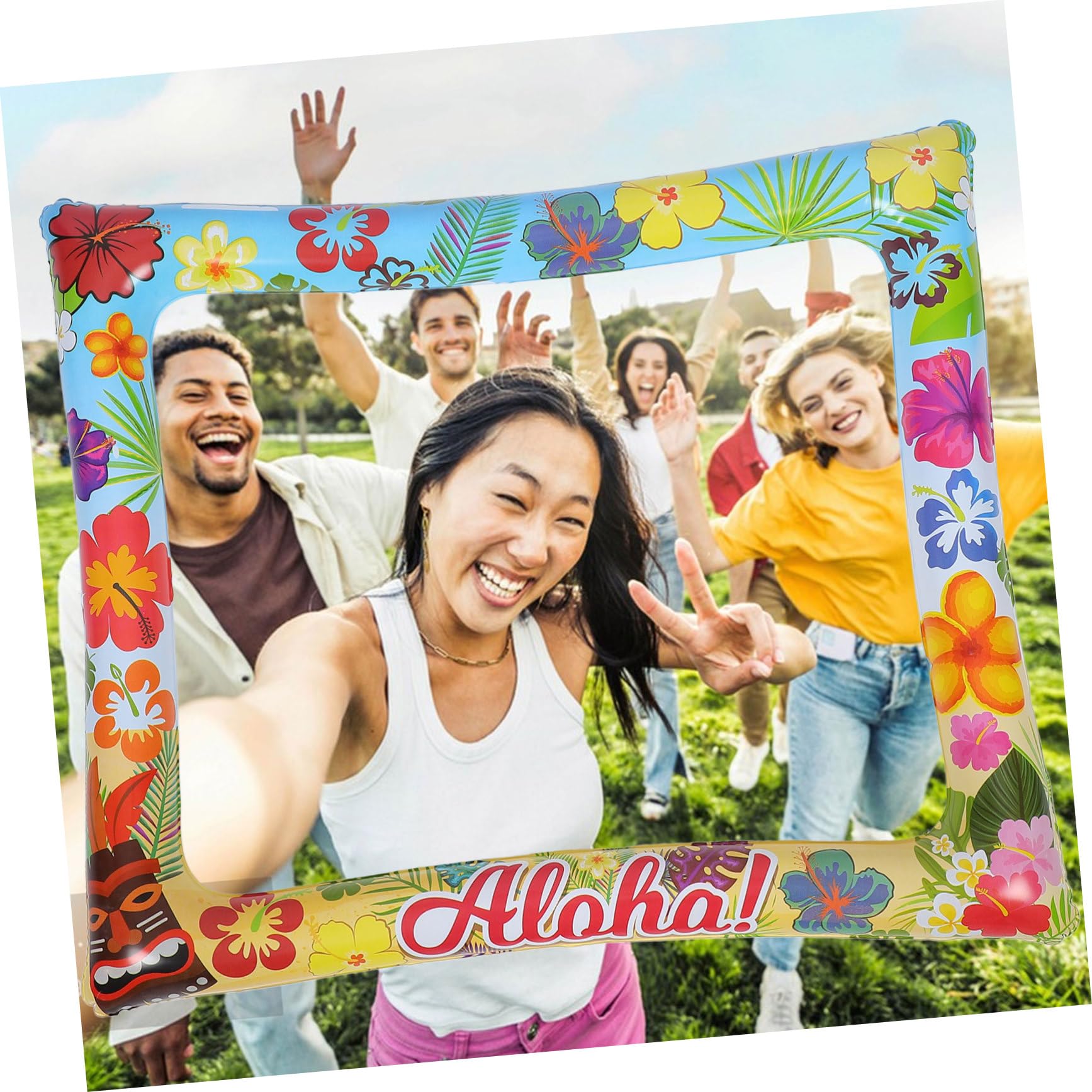 Amosfun 5 Stück Aufblasbarer Foto Rahmen für Partys Selfie Requisiten für Hochzeiten und Themenfeiern für Unvergessliche Erinnerungen und Spaß mit Freunden