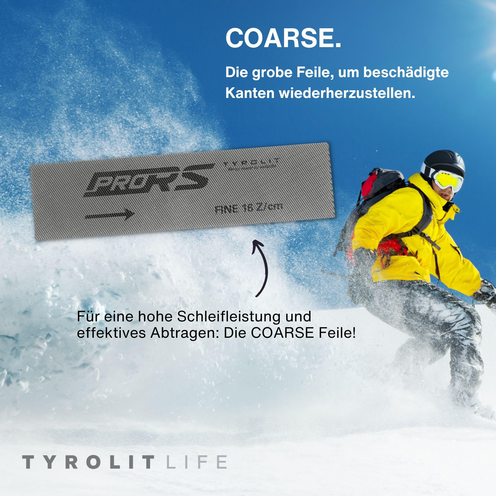 Tyrolit Life Stahlfeilen 2er Set für Ski- und Snowboard - Premium Ski Kantenschleifer aus Stahl für präzise Kanten wie vom Skiservice - Kantenfeile für scharfe Wintersportgeräte