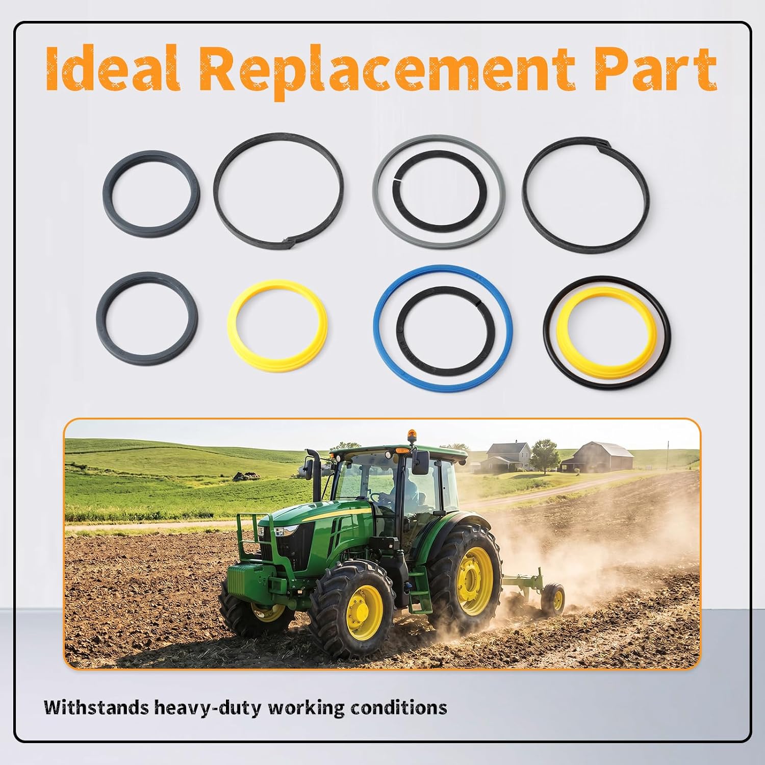 AL161335 Steering Cylinder Assembly Seal Kit Compatible with John Deere 6120 6130 6140 6220 6320 6403 6415 6420 6420L 6420S SE6020 SE6120 SE6220 1204 1354 1404 6100D, Replace A-AL161335