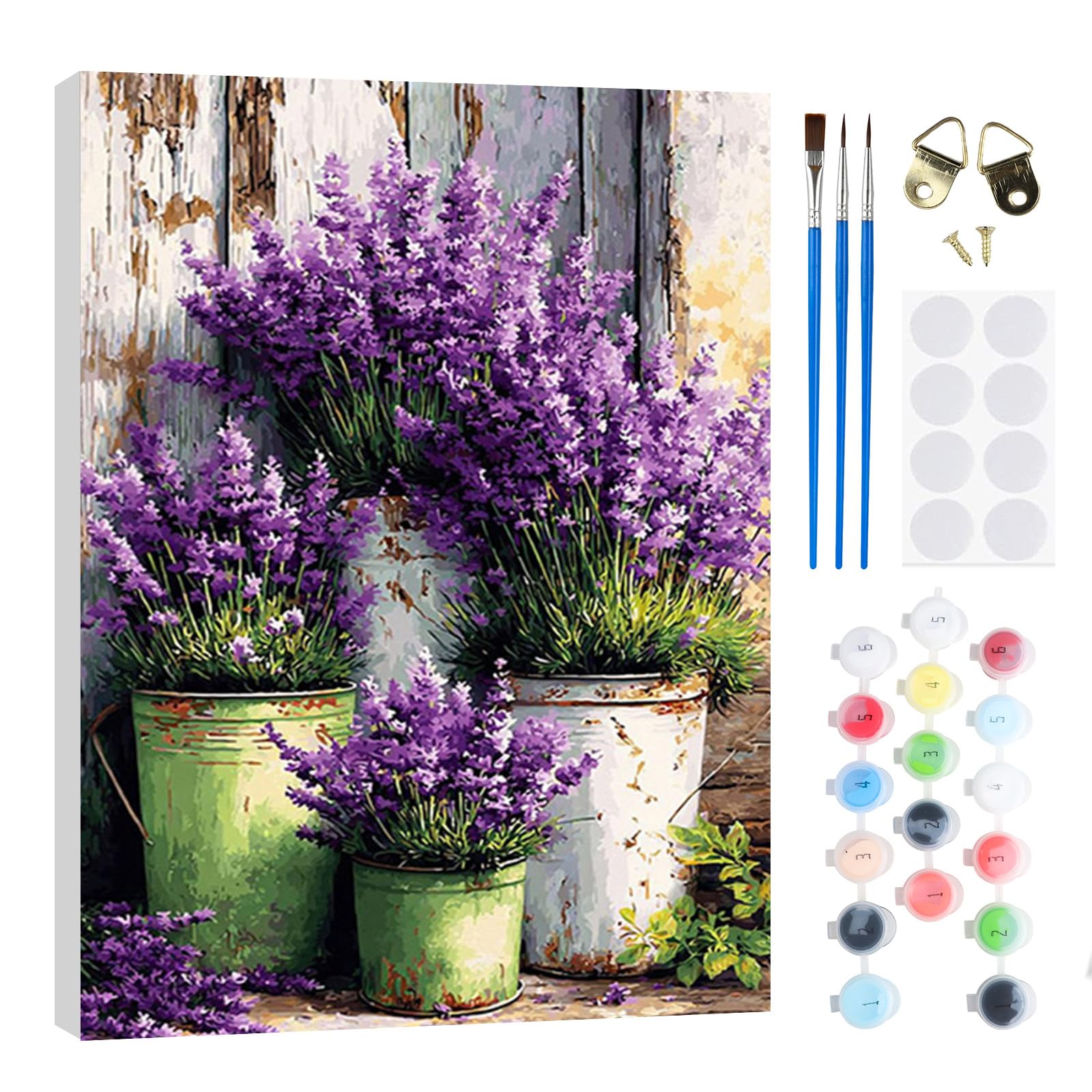 RICUVED DIY Purple Paint by Numbers Kit for Adults–Flower Paint by Numbers Oil Painting with Wooden Framed,Easy to Paint Kits with Brushes Acrylic Pigment Drawing Paintwork for Decor 20x30 cm