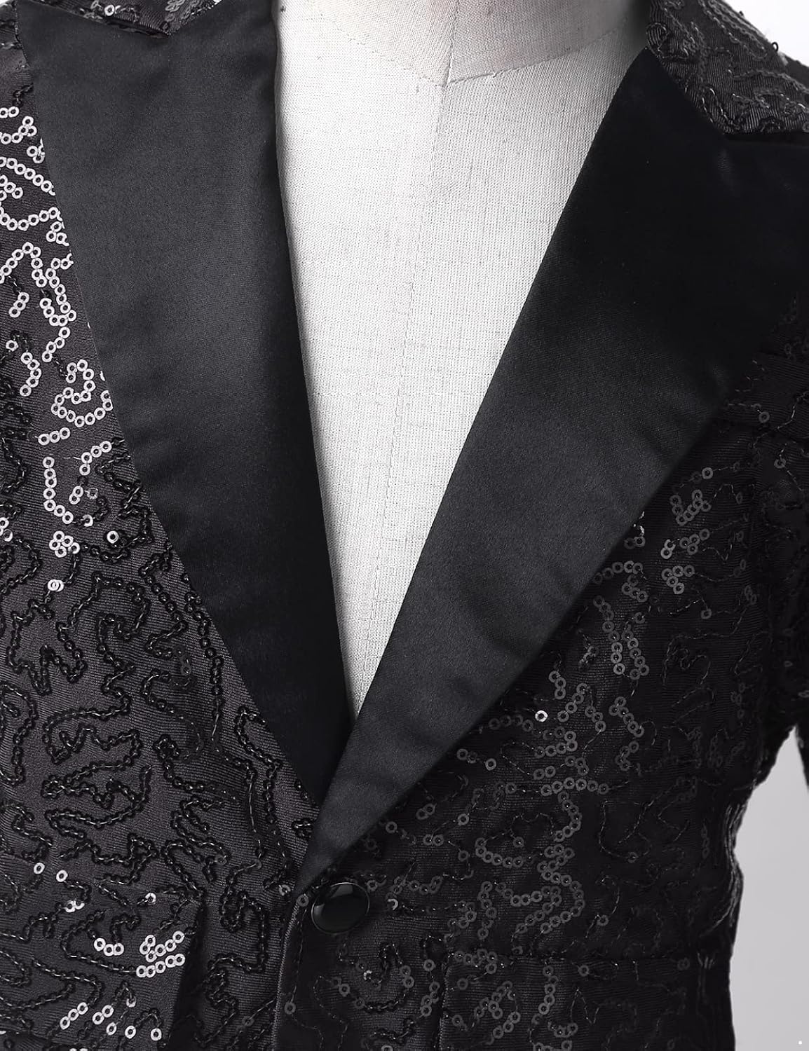 Jelory Kids Boys Shiny Sequins Lapel Suit Jacket One Button Formal Tuxedo Blazer for Prom Wedding Dinner Party