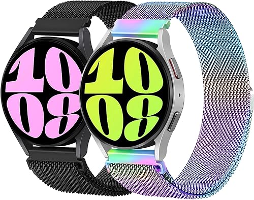 Paquete de 2 correas milanesas para Samsung Galaxy Watch 66 Classic de 1.575 pulgadas, 1.732 pulgadas, 1.732 pulgadas, 1.772 pulgadas, malla