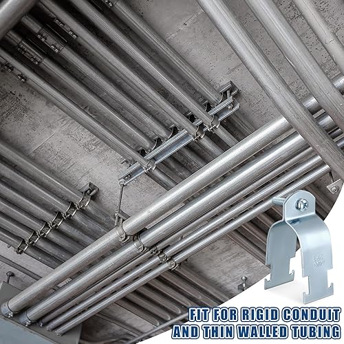Miniatura 6 de 50 abrazaderas de puntal universales para tubería EMT, accesorio de canal, abrazadera de conducto electrogalvanizada con perno y tuerca, abrazadera