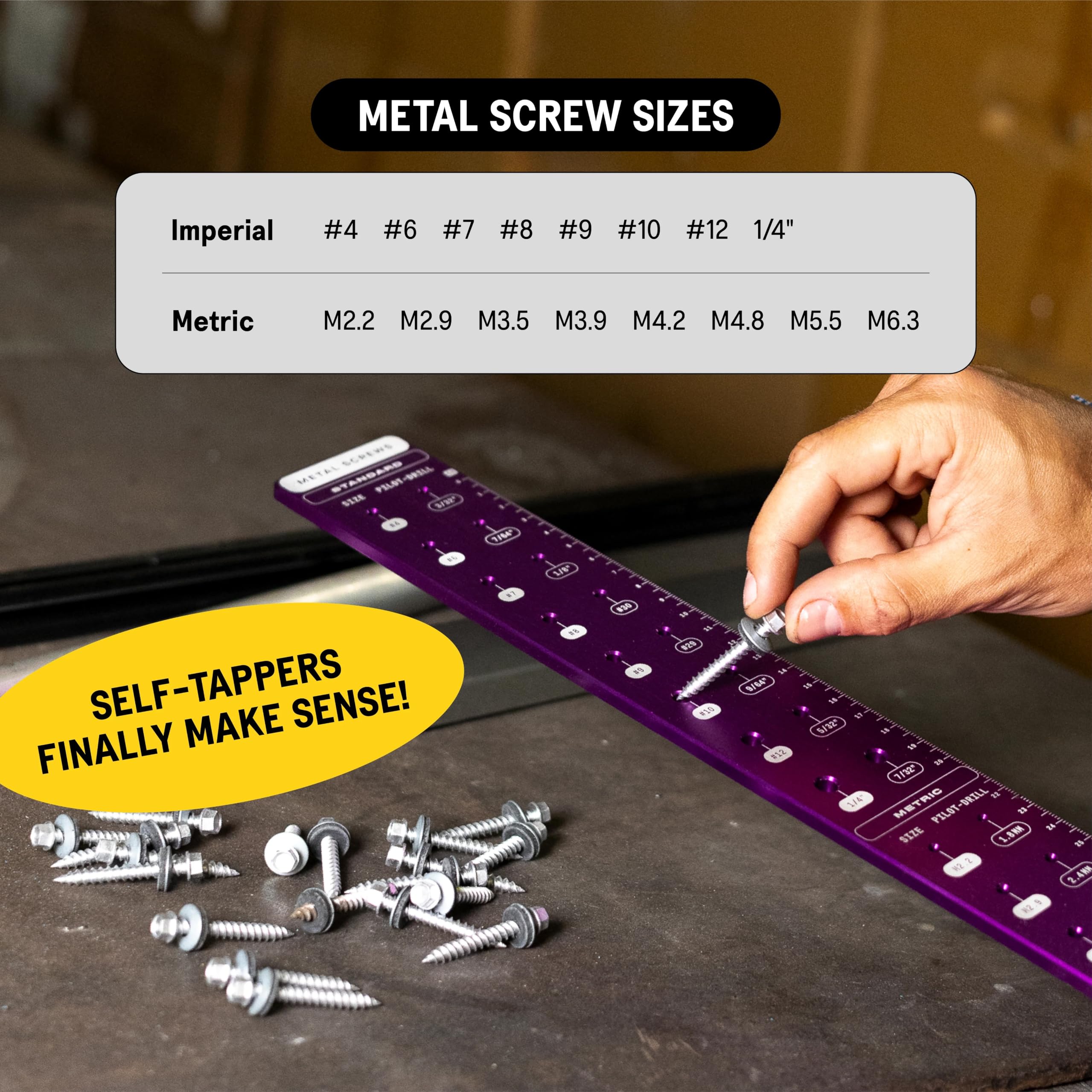 SST Identibolt PRO - Comprobador de tornillos de madera y metal con soporte magnético para pared - Medidor de identificación de tornillo - Mide tornillos de madera y máquina - Precisión de grado