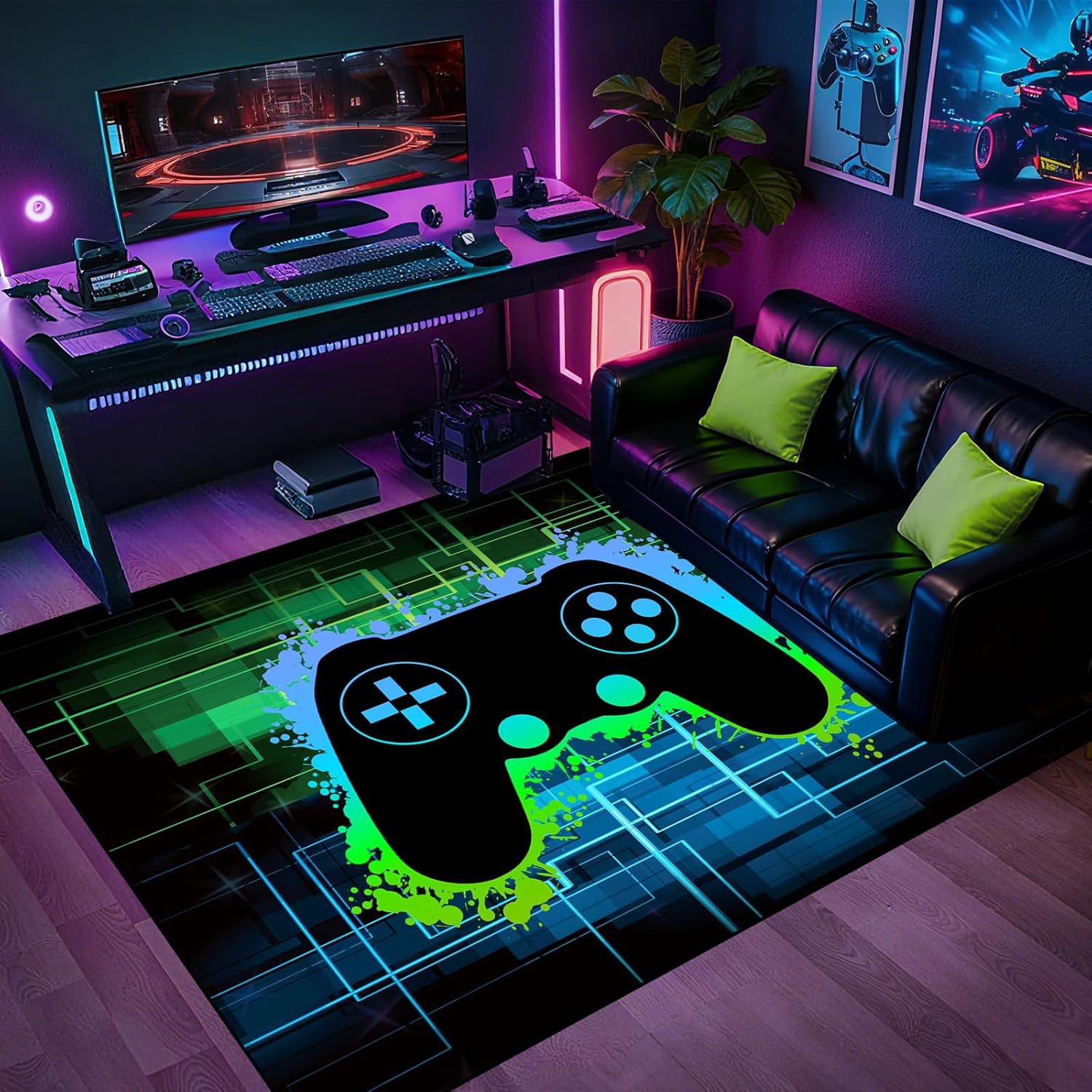 Gamer Rug for Boys Room - Video Game Rugs for Kids Bedroom Gaming Rugs for Gaming Room Gamer Decor for Boys Room Game Carpet for Playrooms,2'5''×4'