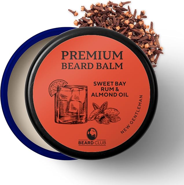 Beard Club Beard Balm for Men - Sweet Bay Rum - Premium Beard Conditioner and Softener for Shaping and Styling, Prevents Itching and Flaking - Natural and Organic - Butter Beard Wax for Men