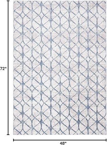 Miniatura 56 de SAFAVIEH Amelia Collection - Alfombra de área de 5.3 x 7.6 pies, color gris y azul marino, diseño geométrico, no desprende pelusa y de fácil